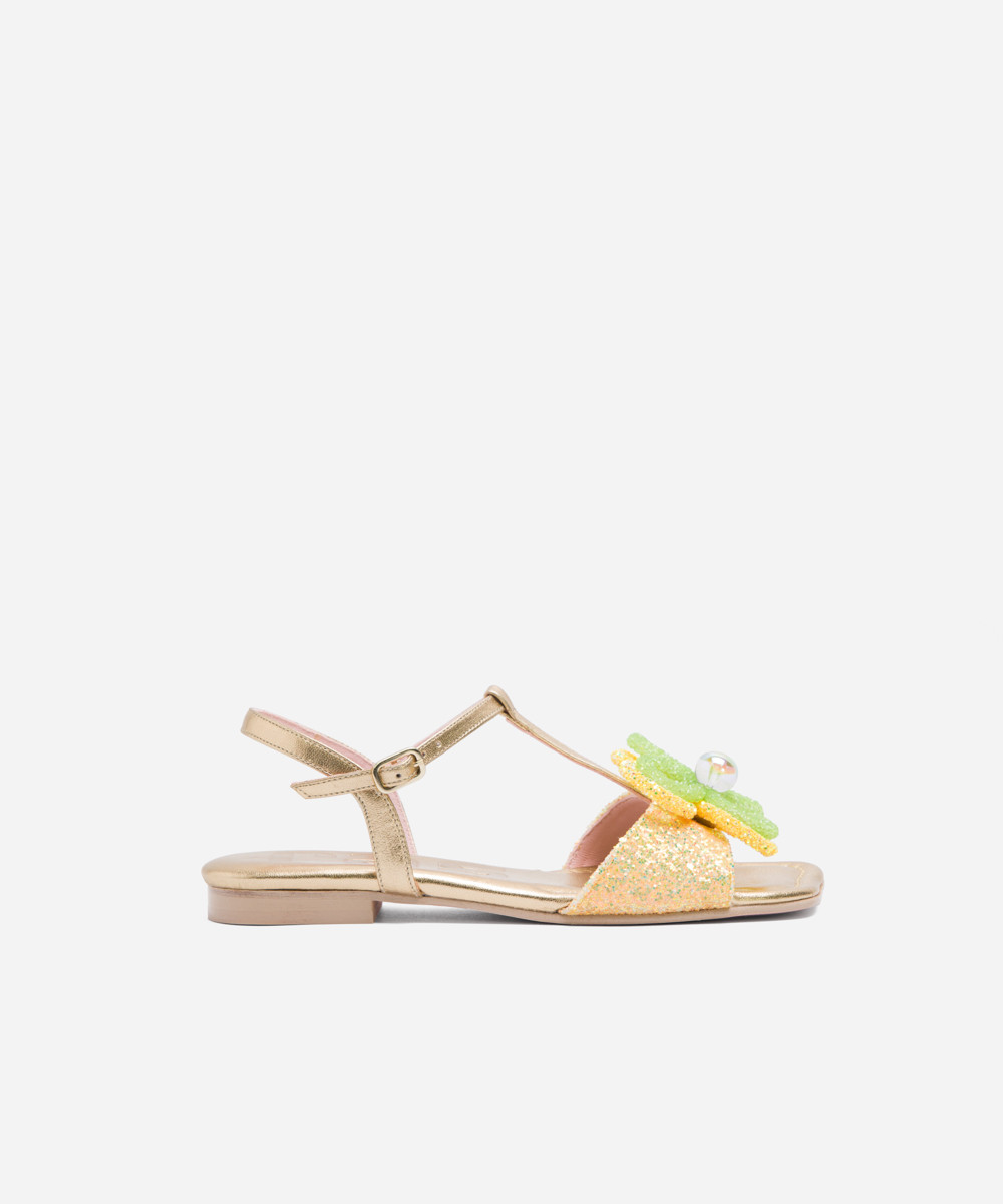 Gold glitter candy flat sandals