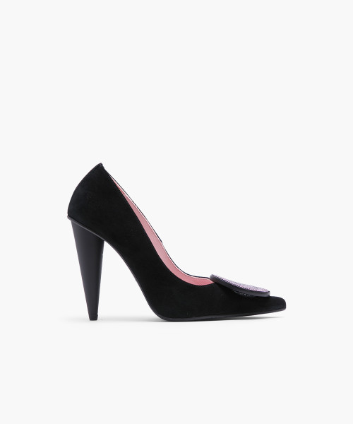 Womens black sale suede pumps